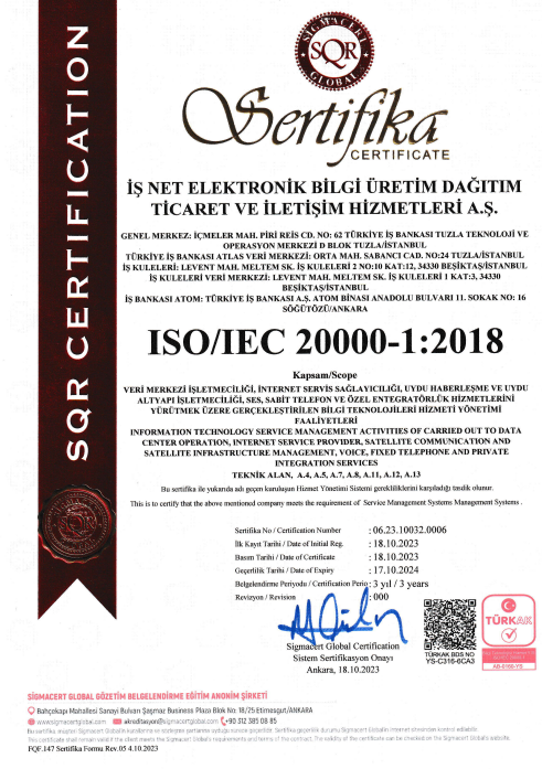 ISO 20000-1 Bilgi Teknolojisi Hizmet Yönetim Sistemi