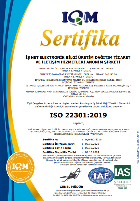 ISO 22301 İş Sürekliliği Yönetim Sistemi